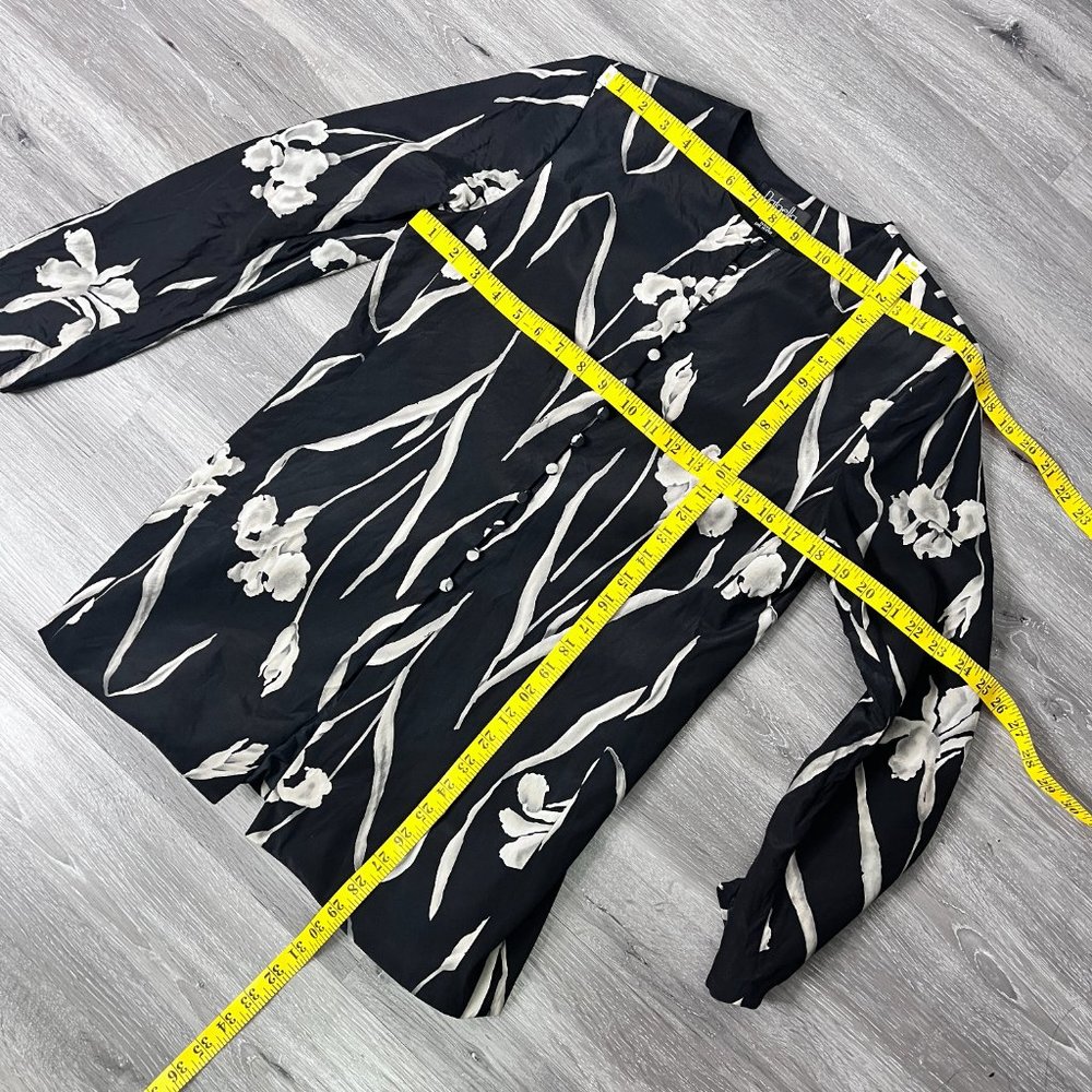 Rafaella Floral Print Black 100% Silk Blazer Size 6 - Picture 8 of 8